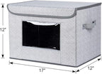 Univivi Fabric Foldable Storage Boxes [4-Pack] Large Collapsible Stackable Storage Bins with Lids, Closet Organizers and Storage Cube Basket for Home, Office, Bedroom (Gray, 17“ x 12” x 12")