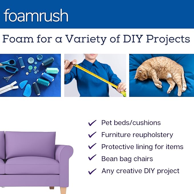 FoamRush 4" x 24" x 72" Charcoal High Density Upholstery Foam Cushion, Upholstery Sheet, Foam Padding, Seat Replacement, Wheelchair Seat & Chair Cushion Replacement, Square, Made in USA