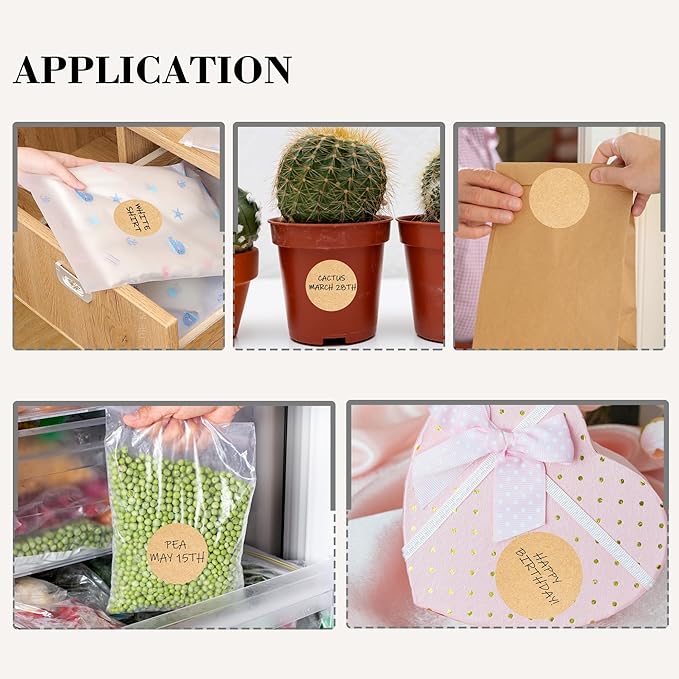 2 Inch Kraft Paper Circle Stickers 500 Pcs,Permanent Color Coding Dots for Office,Home Organization, File Classification,Multipurpose Labels