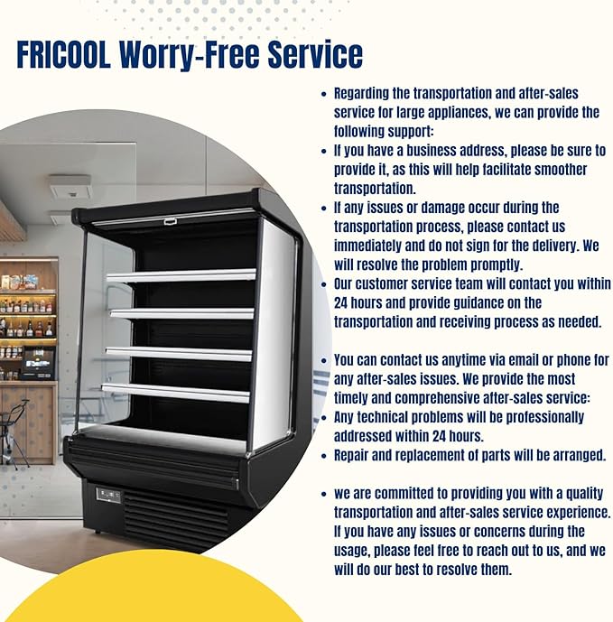 52" Display Refrigerators Open Air Food Refrigerated Display Case for Commercial Bakery Pastry Refrigerated Upright Display Cooler Case for Stores, Supermarkets, Bar, Shops, 36~41℉, Black