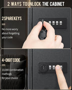 Uniclife 60 Position Key Cabinet Steel Security Storage Box with Combination & Key Lock, Resettable, Digital, Adjustable Racks, Colorful Labels & Hooks