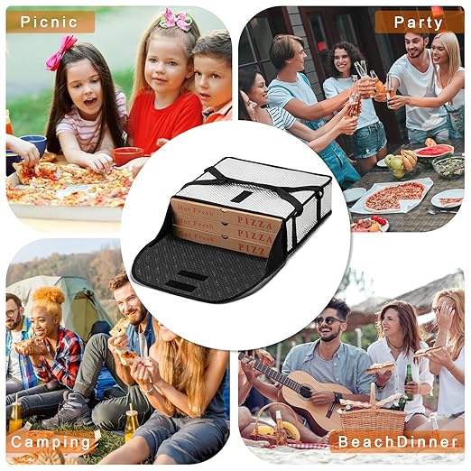 Pizza Bags for Delivery 22" X 22" X 5" - Moisture-Free, Professional Thermal Pizza Warmer, Heavy-Duty Food Carrier, Suitable for Restaurants,Picnic Uber Eats & Door Dash（Silver）