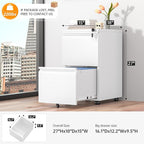 INTERGREAT 2 Drawer File Cabinet, Metal Filling Organizer with Lock, Locking Office Mobile Cabinet with Wheels for Legal/Letter Size, Under Desk, White
