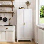 COFaR 61" Tall Pantry Cabinet with Adjustable Shelves, White Storage Cabinet with Doors and Shelves, Sturdy Freestanding Cupboard for Kitchen Pantry, Bathroom Storage, Living Room & Office