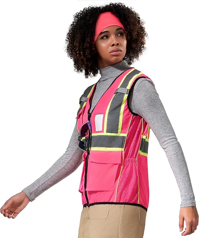 AYKRM Custom Logo Personalised Printed High Visibility Reflective 2 two tone work construction Safety Vest