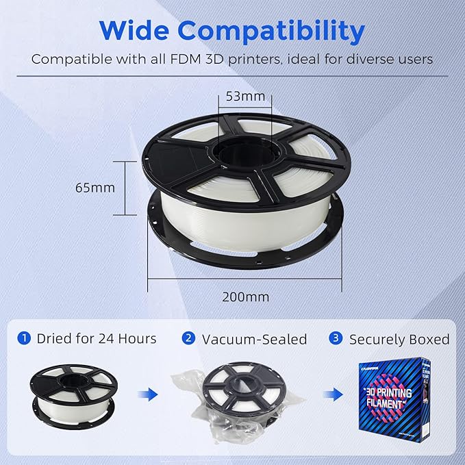 FLASHFORGE PETG Pro Filament 1.75mm Natural, 3D Printer Filament 1kg (2.2lbs) Spool, Dimensional Accuracy +/- 0.02mm, 3D Printing Filament for Various Mechanical Parts, Waterproof Parts