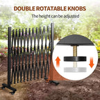 TECSPACE Aluminum Expandable Garden Fence, Portable Barricade Gate with Casters, Expansion Size 126×15.2×40.6 inches, Adjustable Retractable Fence Mobile Barricade Safety Barrier