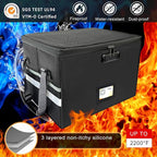 Large Next of Kin Box Organizer with Smart Labels, Fireproof Foldable File Organizer with Combination Lock, 10 Hanging Files and 20 Category Labels for Label Documents(15.7"L×12.2"W×10.6"H)