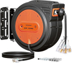 SURAIELEC 12 Gauge Extension Cord Reel, 60 FT Retractable Extension Cord, 12 AWG/3C SJTOW Heavy Duty Power Cord, 13 AMP Circuit Breaker, Lighted Triple Tap, Ceiling or Wall Mount, ETL Listed, Orange