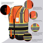 A-SAFETY Mesh High Vis Vest Lightweight Reflective Construction Vest with Pockets Safety Vest for Men/Women