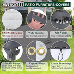 Heavy Duty Patio Furniture Covers Waterproof, 600D Outdoor Furniture Cover Waterproof for Sectional Sofa Couch, Outdoor Dining Table and Chair Set Covers 68''L x 38''W x 28''H, Grey