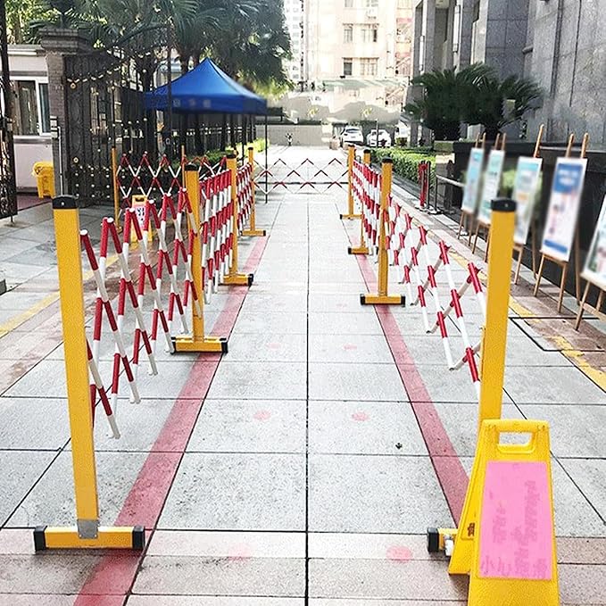 Retractable Barricade with Wheels - Expandable Metal Barrier for Aisles & Driveways, 1.2m x 3m, Ideal for Crowd Control and Safety Management