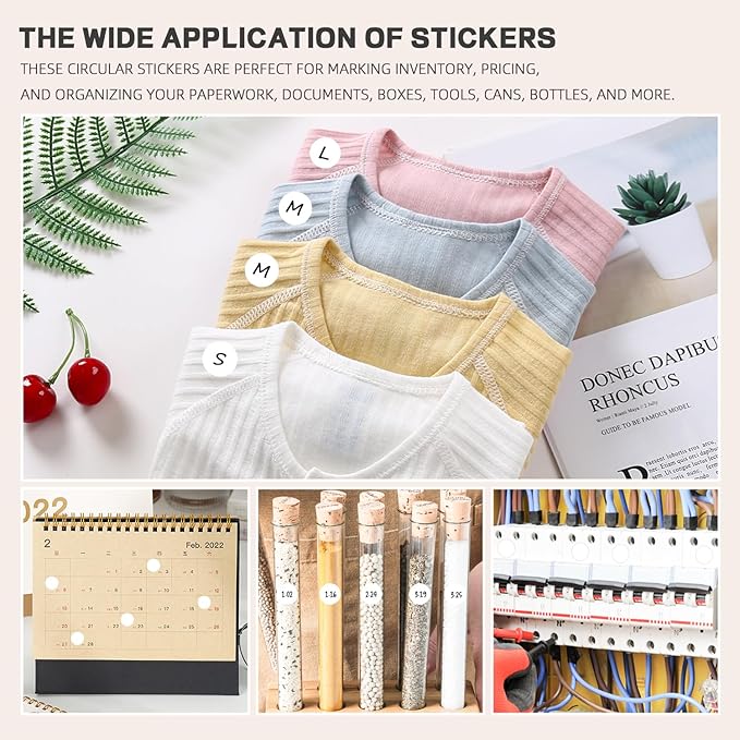 PARLAIM 1/2 Inch Round Adhesive Color-Code Dot Stickers,500 Stickers Inventory Dots Label in Dispenser Box,White Circle Coding Labels for Office Home(White)
