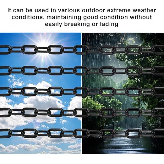 82FT Black Plastic Chain Barrier - 1.5 Inch Link Weatherproof Safety Chain for Crowd Control, Parking Lot, Queue Line, Driveway & Halloween Decor