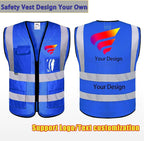 BeautyWill Custom Safety Vest Customized Logo Class 2 High Visibility Reflective Vest with Pockets Construction workwear