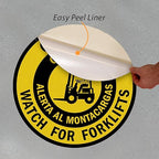 SmartSign “Caution - Watch for Forklifts” Bilingual Anti Slip Adhesive Reflective Floor Sign | 17" x 17"
