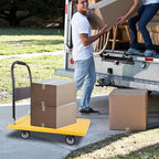 Hand Cart 660 lbs, Push Cart Dolly Yellow, Capacity Platform Truck Foldable Platform Upgraded Heavy Duty Moving Cart with PU Wheels for Home Garden Warehouse Garage Workshops