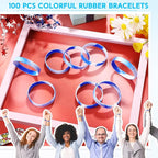 Liliful 100 Pcs Silicone Rubber Wristbands Rubber Wristband Bracelet Bands for Silicone Wristbands for Women Men(Dark Blue and White)