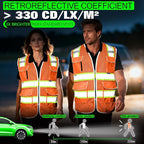 BeautyWill Custom Logo 10 Pockets Safety Vest Class2 ANSI Certified High Visibility Reflective Vest