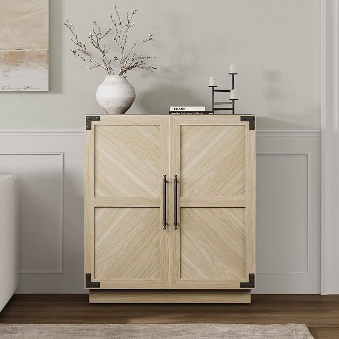 SICOTAS Sideboard Buffet Cabinet with Storage - Modern Farmhouse Credenza with Doors and Adjustable Shelves Fluted Kitchen Buffet Storage Cabinets Coffee Bar Cabinet