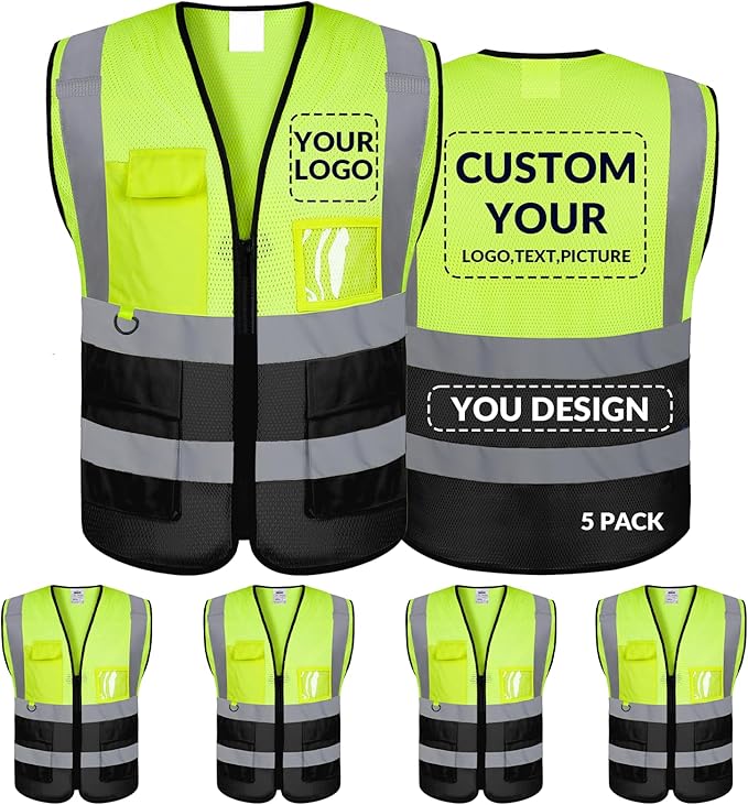 BeautyWill Custom Safety Vest Logo Class 2 High Visibility Reflevtive Vest Outdoor Protective Workwear