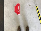 "Stop Left Side"- Durable Laminated Vinyl Floor Sign- Sign by Graphical Warehouse- 5S Safety and Security Signage, Visual Communication Tool (26x13")