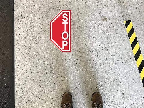 "Stop Left Side"- Durable Laminated Vinyl Floor Sign- Sign by Graphical Warehouse- 5S Safety and Security Signage, Visual Communication Tool (26x13")