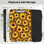Clipboard with Storage,Office Supplies Nursing Clipboards Folder with Pen Holder Plastic Storage ClipBoard Foldable for Teacher Nurse,Sunflower Leopard Print