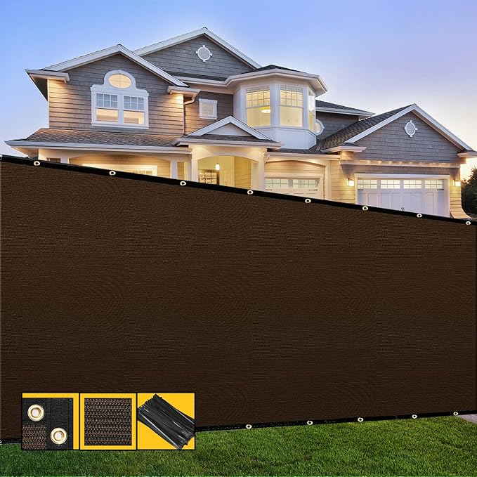 Customized 4' x 59' Brown Fence Privacy Screen,with Bindings & Grommets,Heavy Duty for Gardens Backyard Patio Tennis Court Pool Construction Project Outdoor Events,We Make Custom Sizes