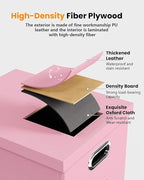Oterri File Organizer Box,Filing Box with Lid,File Box for Letter/Legal File Folder Storage, Portable Hanging File Box for Office/Decor/Home,1 Pack, Pink(Leather),Box only