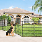 Metal Garden Fence with Gate 42in (H) x 23.3ft (L), 1 Gate+ 9 Panels Dog Fence Border Fence Animal Barrier, No Dig Garden Fencing for Yard Flower Bed Lawn Patio Outdoor, ECG4210, Black