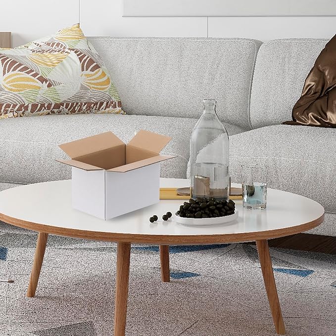 FARRAY Shipping Boxes 6x4x4 inches (Inner Size), 30 Pack Sturdy Kraft Corrugated Small Cardboard Boxes for Mailing Packing, White