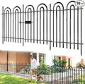 10 Panels Garden Tube Fence with Gate, 36in(H)×21.6ft(L) Tall No Dig Fence Animal Barrier, Heavy Duty Metal Decorative Garden Edging Border, Ground Defense Temporary Fencing for Outdoor Yard, Black