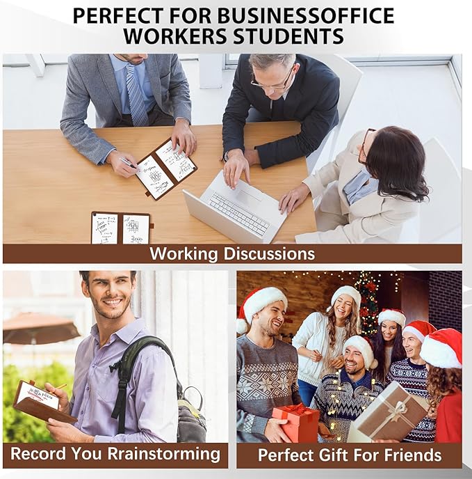 6 Sides Whiteboard Notebook Portable Whiteboard Dry Erase Notebook Portable Dry Erase Board Double Sided Folding Whiteboards White Board for Office Study Meeting(Brown,A6: 4.5"×6”)