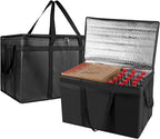 2PK XXXL Insulated Food Delivery Bag - Reusable Thermal Cooler Grocery Bags for Catering & Delivery, Pizza Carrier for Events, Large Capacity Bag Keeps Food Hot/Cold for Shopping, Commercial, Black