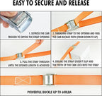 Cartman 1" x 12' Lashing Straps Cargo Tie-Down Strap Up to 600lbs, 2pk Orange