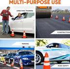 Pyle 18" PVC Traffic Cones, 12-Pack Safety Cones for Parking, Construction, Roadwork, & Sports Training, High-Visibility Orange, Durable, Stackable Design, Heavy-Duty Base for Stability in All Weather