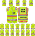 BeautyWill Custom Logo 10 Pockets Safety Vest Class2 ANSI Certified High Visibility Reflective Vest