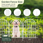 32.5ft(L) x 22in(H) Panels Garden Fence, 30 Panels Arched No Dig Fence, Decorative Animal Barrier Fencing with Ground Stake, Rustproof Metal Garden Edging Border for Dog, Outdoor Patio Decor, White