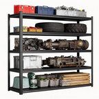 Garage Shelves,14-48''W Heavy-Duty Storage Shelves, Double-Layer Uprights, Thickened Shelves, Waterproof &Rustproof, Suitable for Indoor & Outdoor Use. (BLACK, 5TIER 45''W*16''D*72''H, 5-TIER)