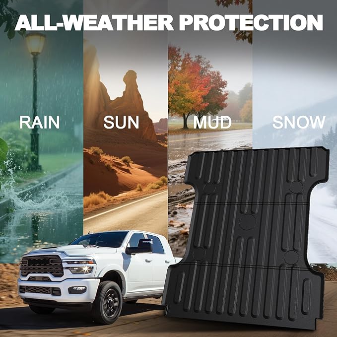 Truck Bed Mat for Dodge Ram 1500 2002-2018 & Ram 2500/3500 2002-2026 & Ram 1500 Classic 2019-2024 (Not for Optional Rambox), All Weather Truck Bed Liner 6.4FT 76.8'' TPE Cargo Mat