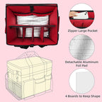 Rolling Cleaning Caddy Bag with Wheels, Large Cleaning Cart Detachable Trolley, Cleaning Bags for Housekeepers With Shoulder Strap & Multi Pockets for Cleaning Tools Storage (Red)