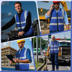 BeautyWill Custom Safety Vest Customized Logo Class 2 High Visibility Reflective Vest with Pockets Construction workwear