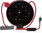 IRON FORGE CABLE 30Ft Retractable Extension Cord Reel with Breaker Switch & 3 Electrical Power Outlets - 16/3 SJTW Durable Red Cable - Perfect for Hanging from Your Garage Ceiling