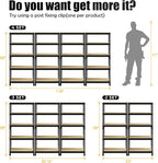 PrimeZone Storage Shelves 4 Pack 5 Tier Adjustable Garage Storage Shelving, Heavy Duty Metal Storage Utility Rack Shelf Unit for Warehouse Pantry Closet Kitchen, Black