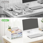 Bamboo Desk Organizer Mail Holder Countertop Letter Tray File Organizer for Desk Letter Sorter Paper File Storage for School Home Office Supplies