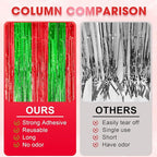 3 Pack 3.3x8.2 Feet Red and Green Foil Fringe Backdrop Curtains, Tinsel Streamers Birthday Party Decorations, Fringe Backdrop for Graduation, Baby Shower, Gender Reveal, Disco Party