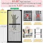 Lumizone Extra Tall Cat Gate 61.02" High Pressure Mounted Extra Wide 26.38"-30.11" (17Sizes) 1.37" Gap No Drilling Auto-Close Tall Pet Gate for Dogs (Black, 26.38"-30.11" W)