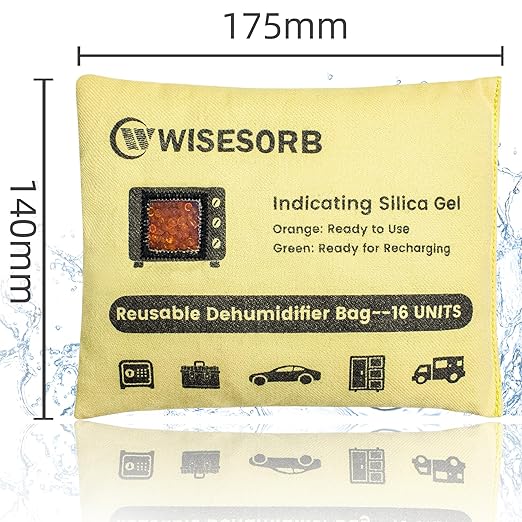 6 Pack 500G Reusable Silica Gel Desiccant Dehumidifier Bags, Color Indicating Moisture Absorbers for Car, Closet, Basement & Garage, Microwave Rechargeable Reusable Drying Bags
