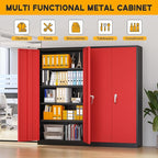 Greenvelly Metal Storage Cabinet with 2 Doors and 4 Adjustable Shelves, 72”H Steel Lockable Storage Cabinet,Tall Metal Garage Cabinet Locking File Cabinet for Office,Home, Garage, Gym, School